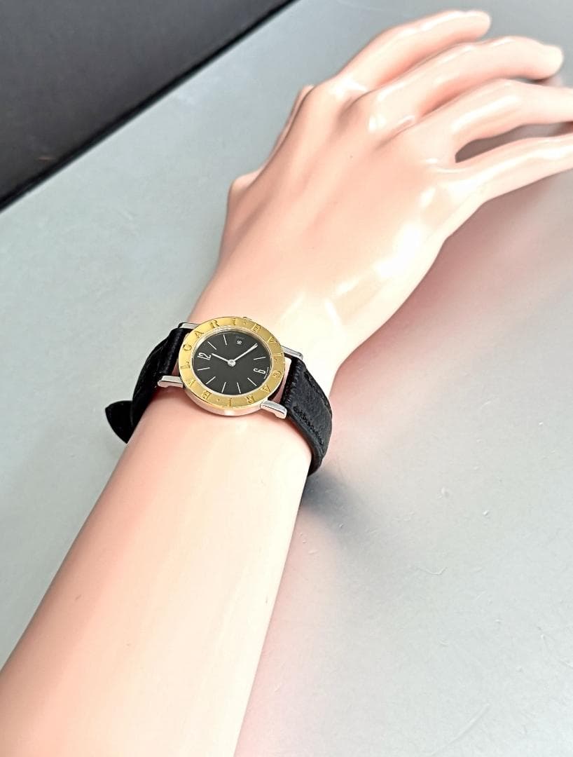 BVLGARI　ブルガリ　デイト　K18　BB26SGLD　時計　純正　黒