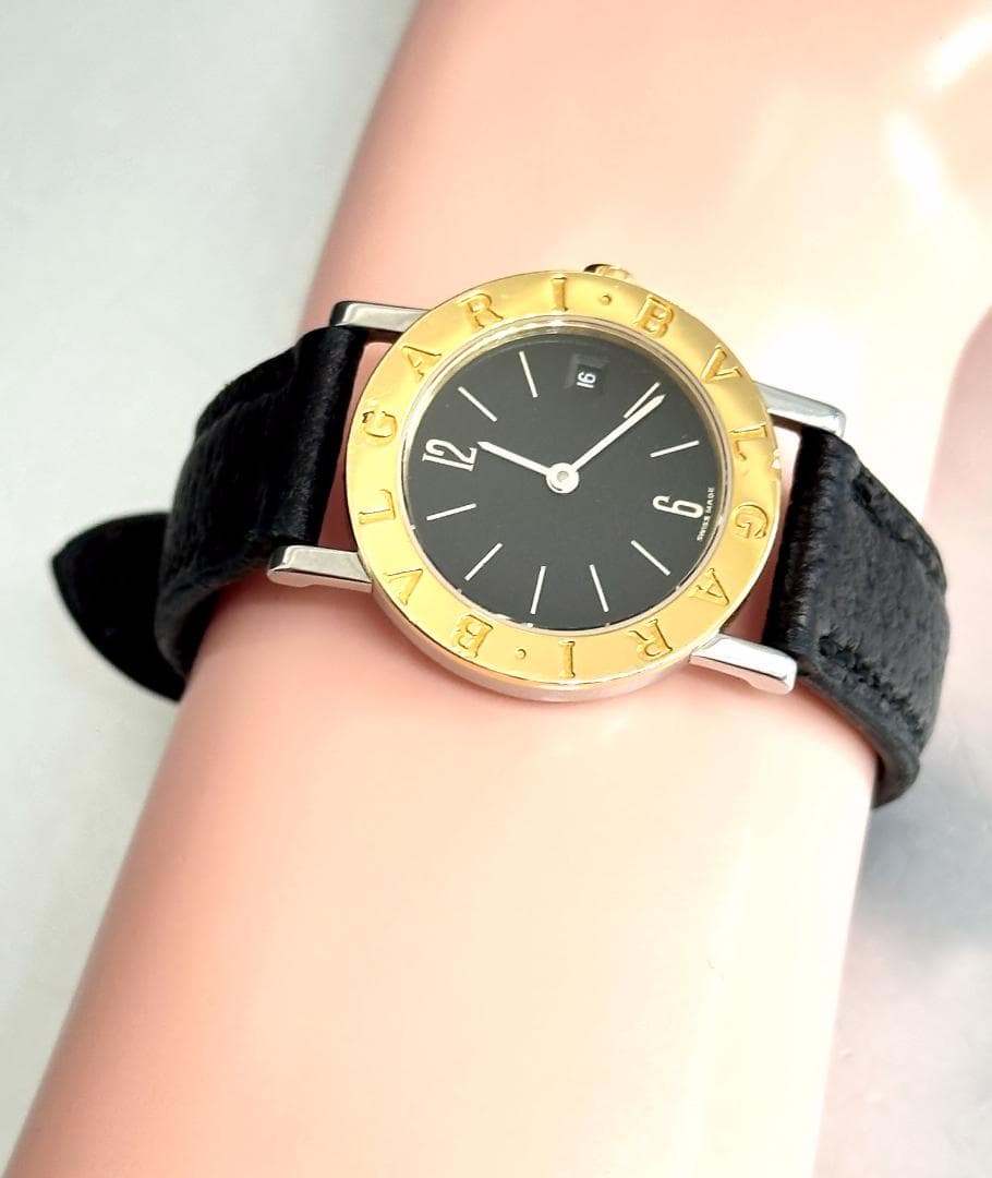 BVLGARI　ブルガリ　デイト　K18　BB26SGLD　時計　純正　黒