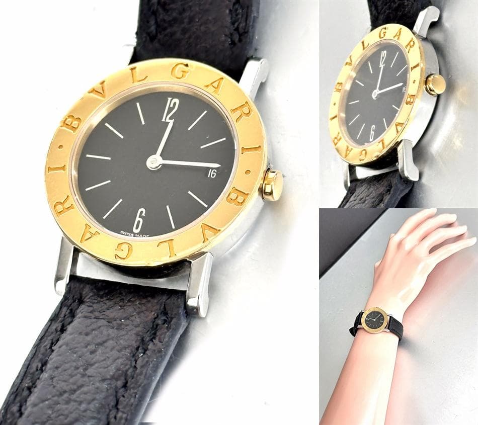 BVLGARI　ブルガリ　デイト　K18　BB26SGLD　時計　純正　黒