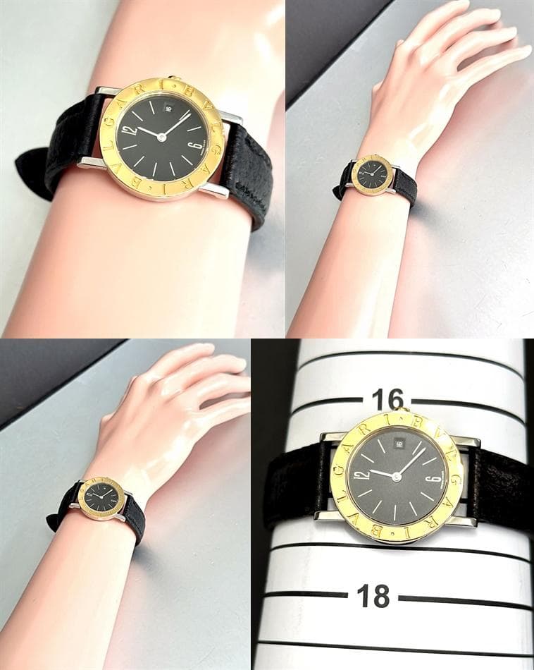 BVLGARI　ブルガリ　デイト　K18　BB26SGLD　時計　純正　黒