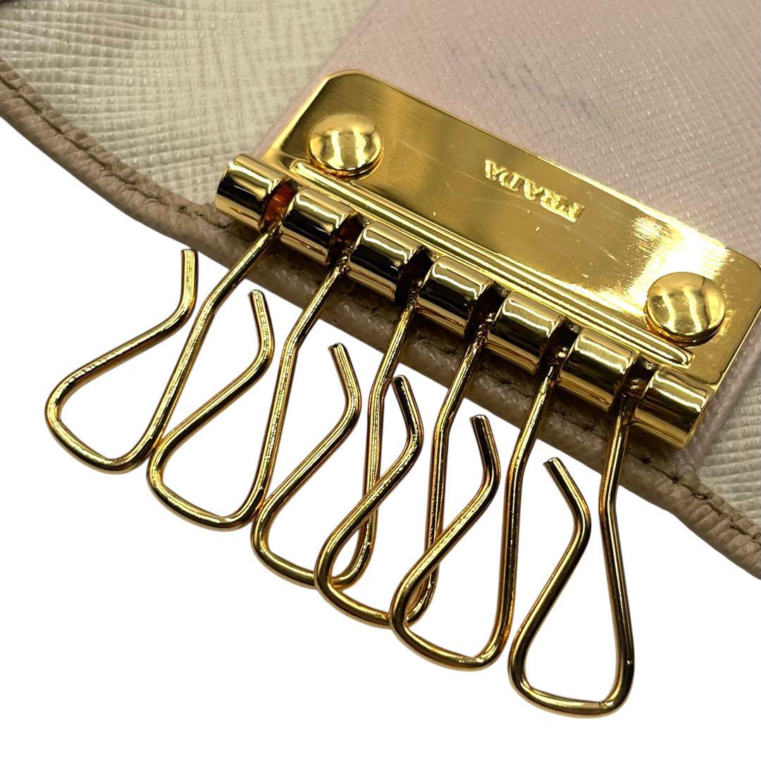 PRADA プラダ　6連キーケース　鍵　バイカラー　サフィアーノレザー