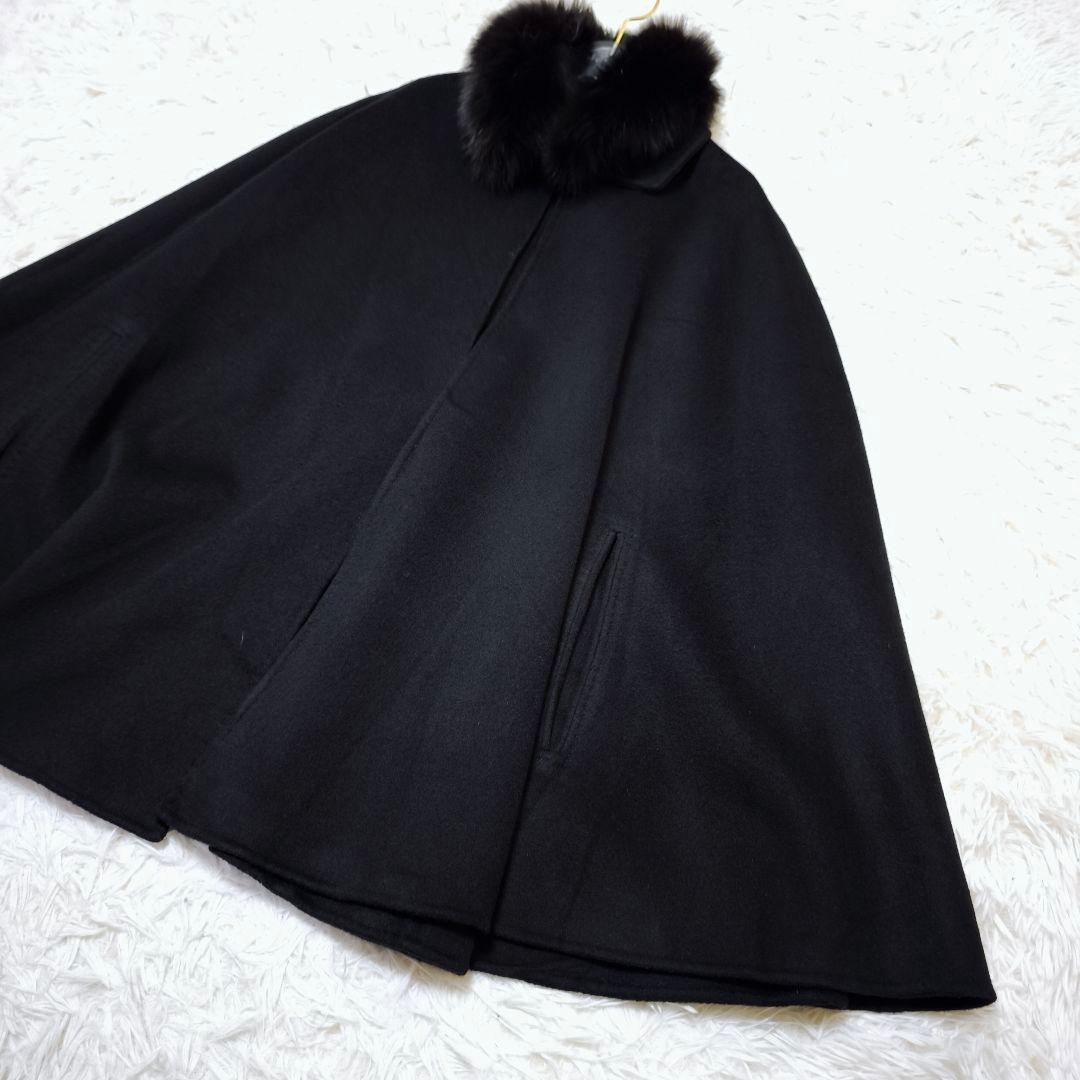 【極美品】ダーマコレクション カシミヤ100% ミンク毛皮 ポンチョ黒 L