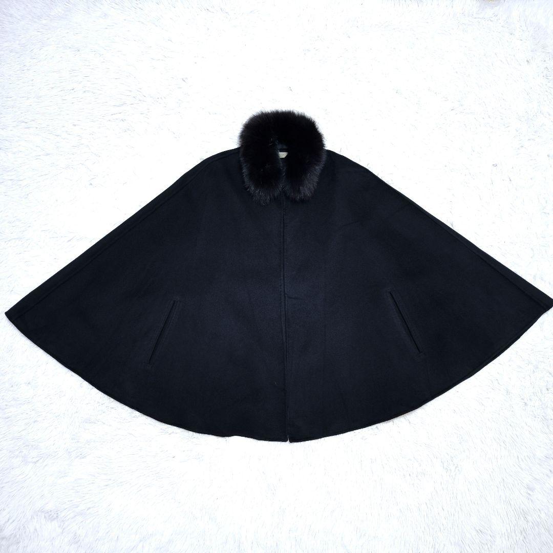 【極美品】ダーマコレクション カシミヤ100% ミンク毛皮 ポンチョ黒 L