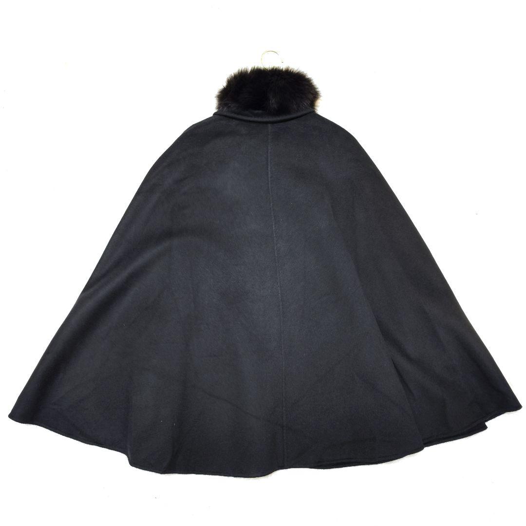 【極美品】ダーマコレクション カシミヤ100% ミンク毛皮 ポンチョ黒 L