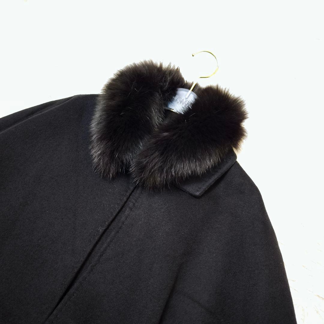 【極美品】ダーマコレクション カシミヤ100% ミンク毛皮 ポンチョ黒 L