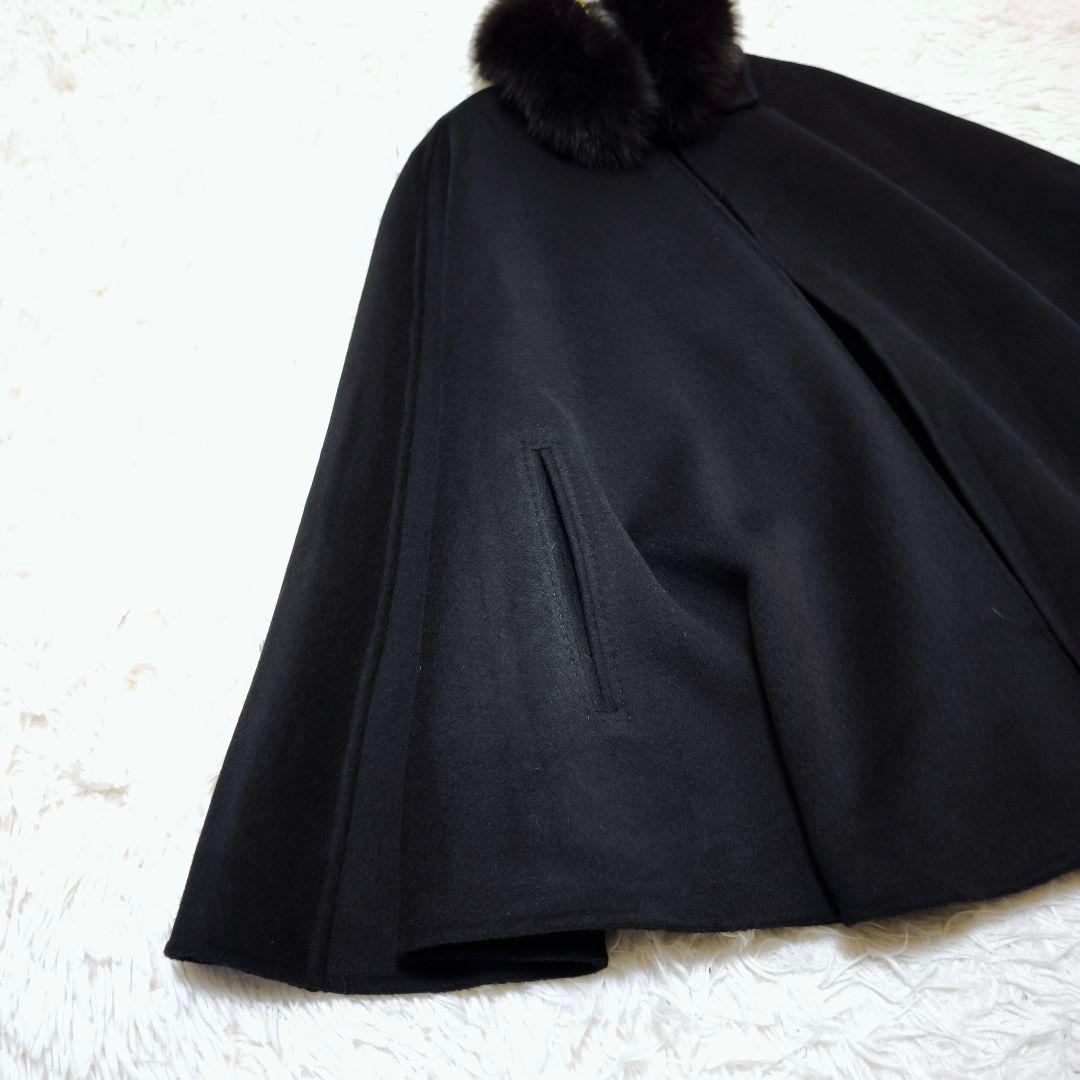 【極美品】ダーマコレクション カシミヤ100% ミンク毛皮 ポンチョ黒 L