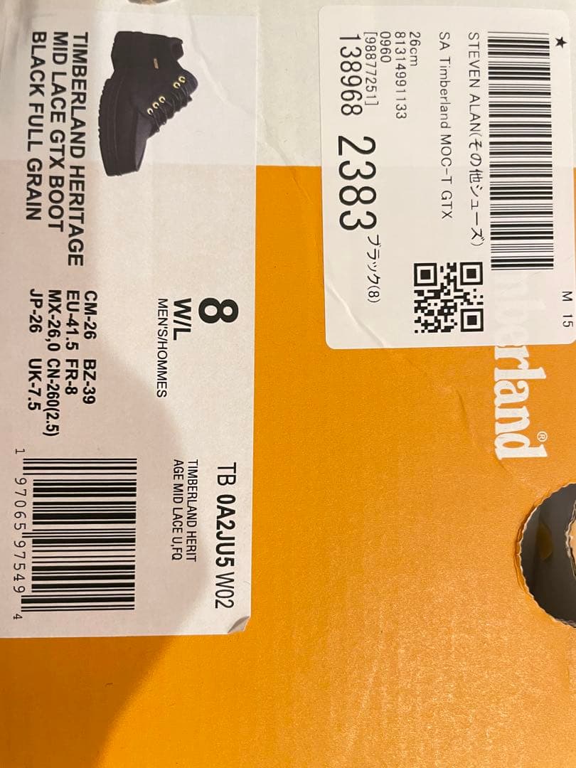 timberland moc toe gtx black 黒