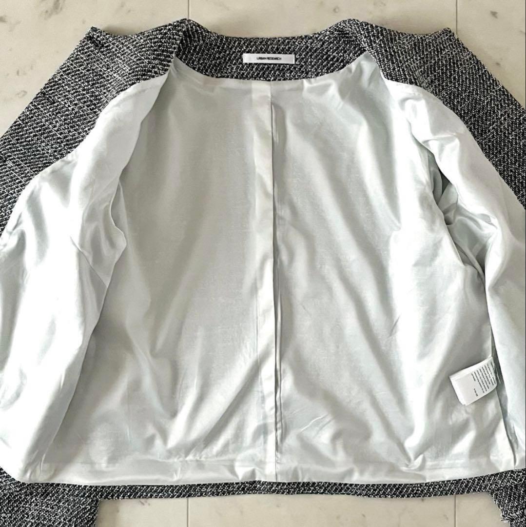 25SS＊試着のみ＊ドアーズ ツイードノーカラージャケット ブラック系 長袖