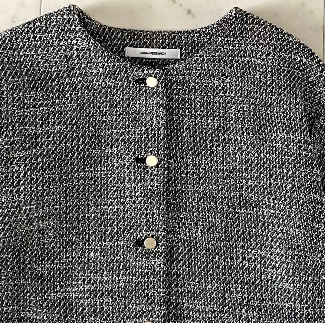 25SS＊試着のみ＊ドアーズ ツイードノーカラージャケット ブラック系 長袖