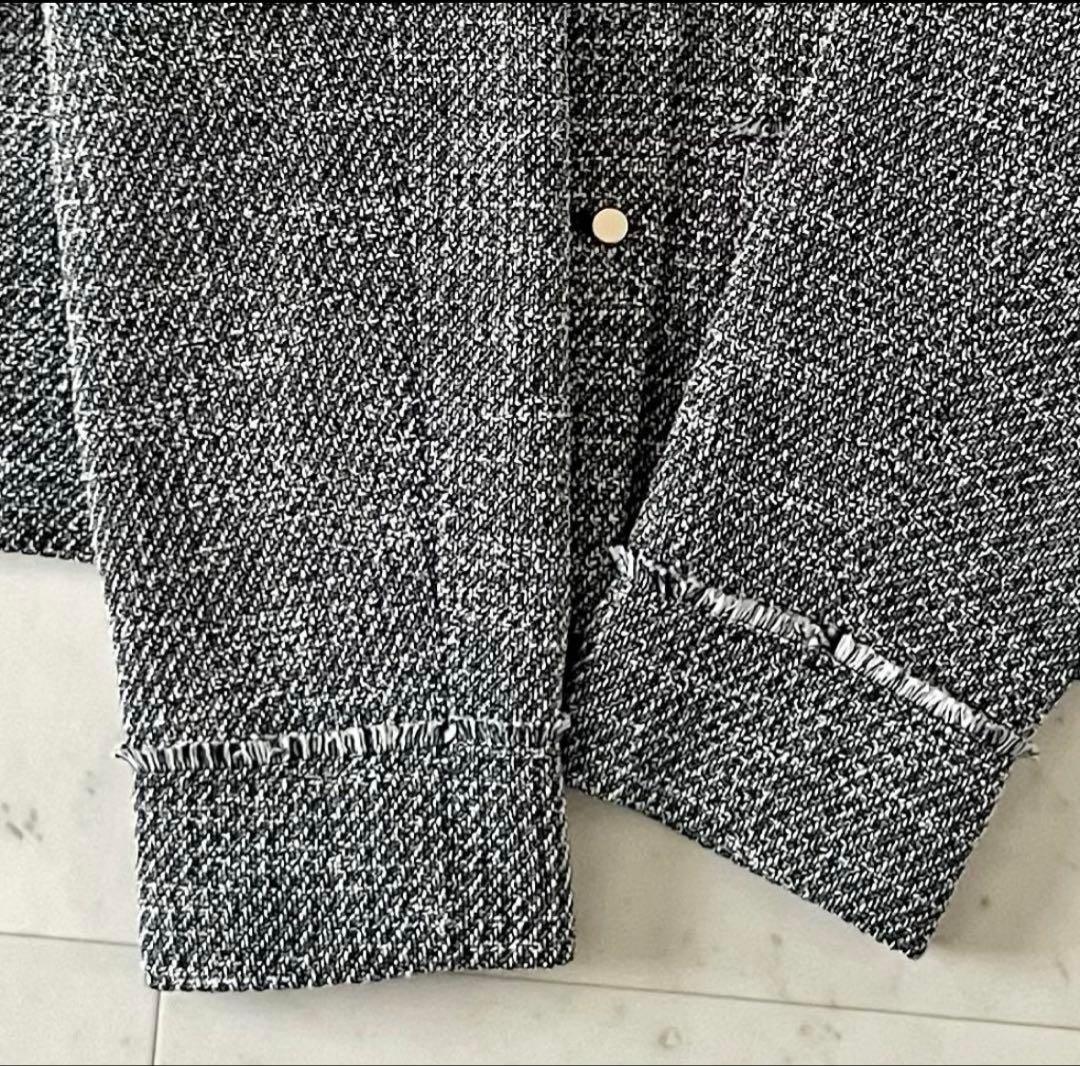 25SS＊試着のみ＊ドアーズ ツイードノーカラージャケット ブラック系 長袖