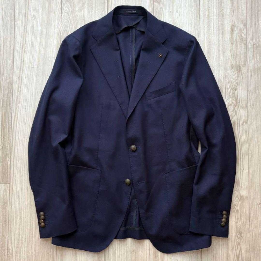 【美品】タリアトーレ アンコンジャケット ブレザー ホップサック ネイビー 48