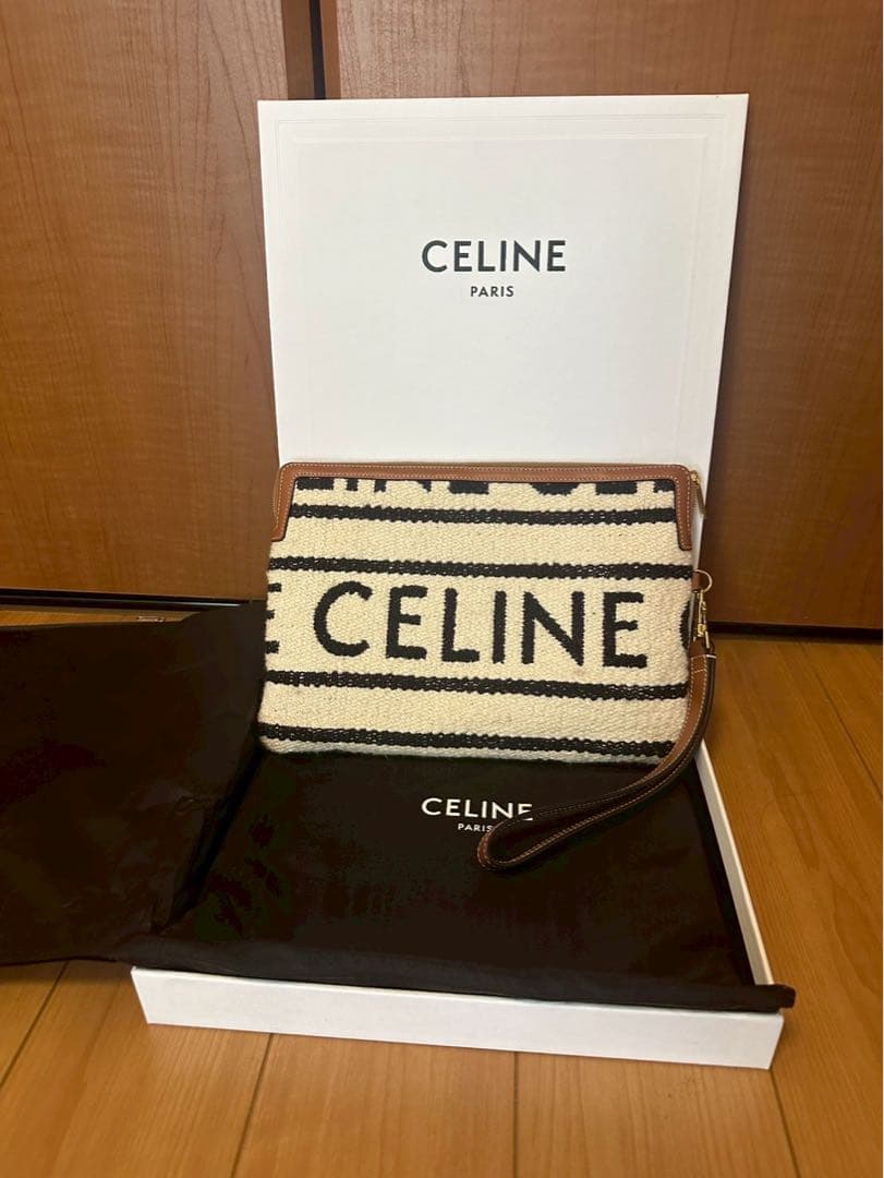 CELINE クラッチバッグ アイボリー/ブラック