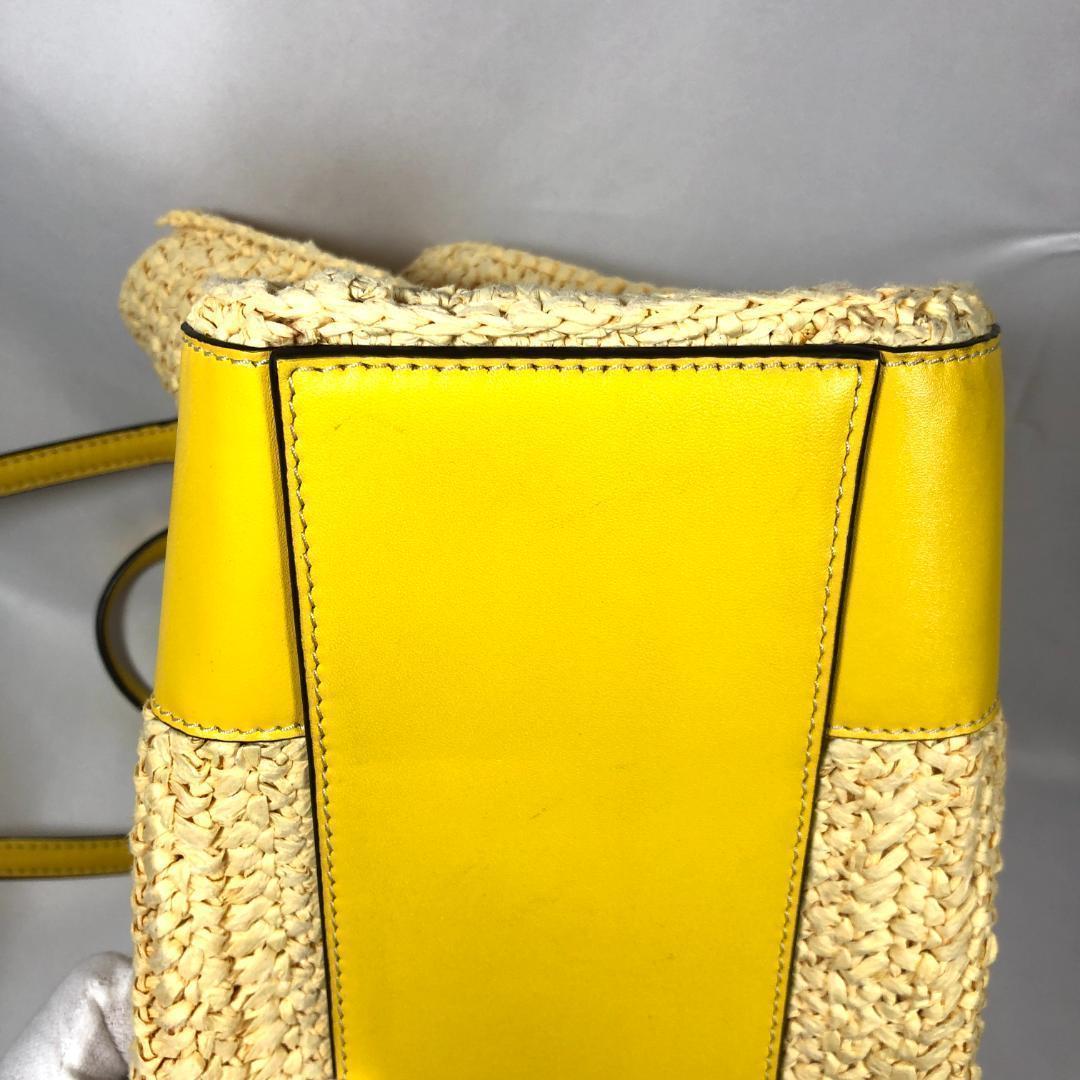 Tory Burch Ella かごバッグ トート ストローレザー イエロー