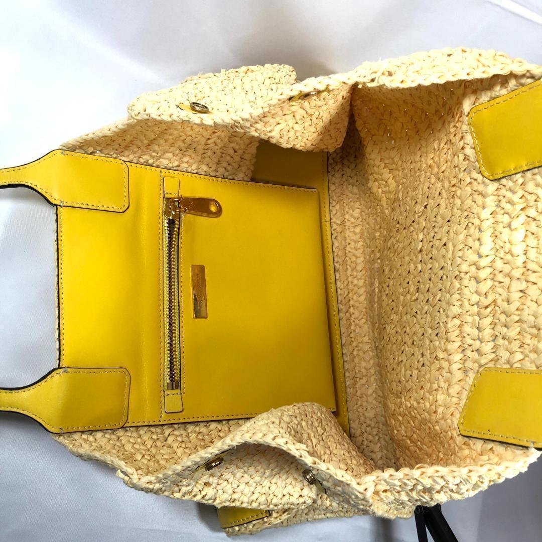 Tory Burch Ella かごバッグ トート ストローレザー イエロー