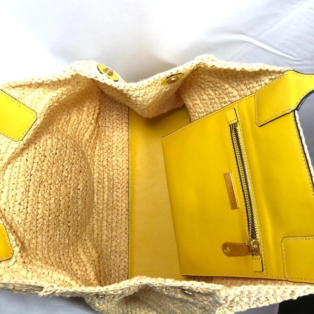 Tory Burch Ella かごバッグ トート ストローレザー イエロー