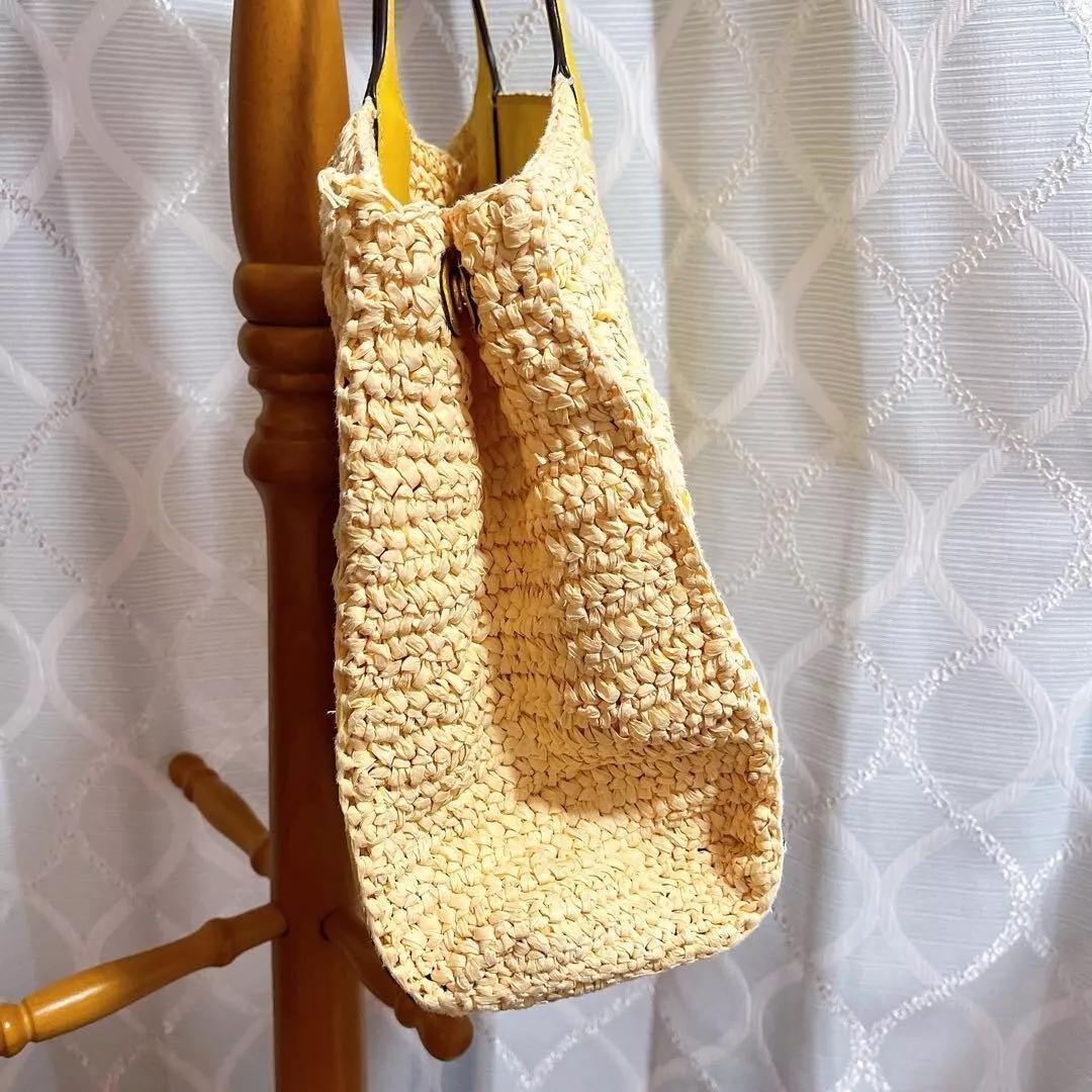 Tory Burch Ella かごバッグ トート ストローレザー イエロー