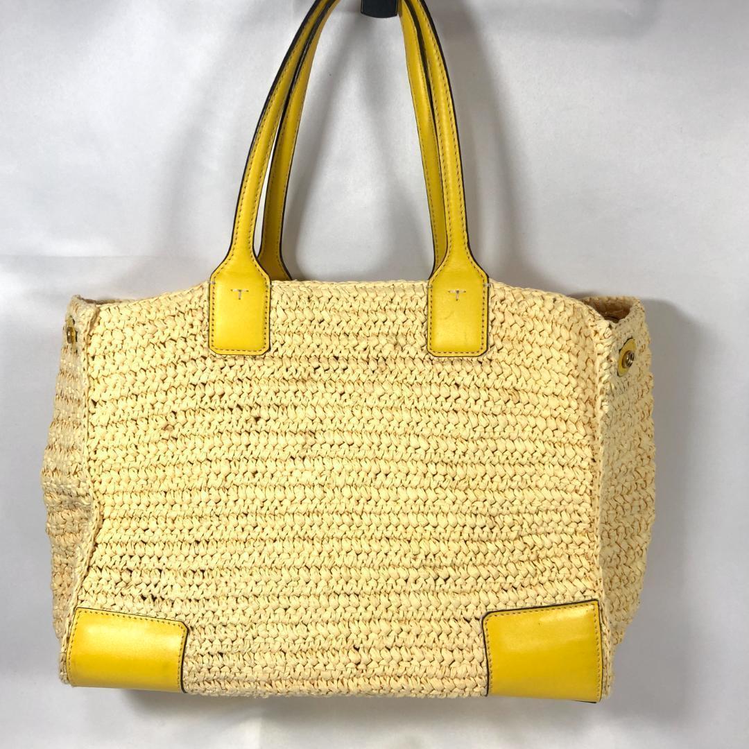 Tory Burch Ella かごバッグ トート ストローレザー イエロー