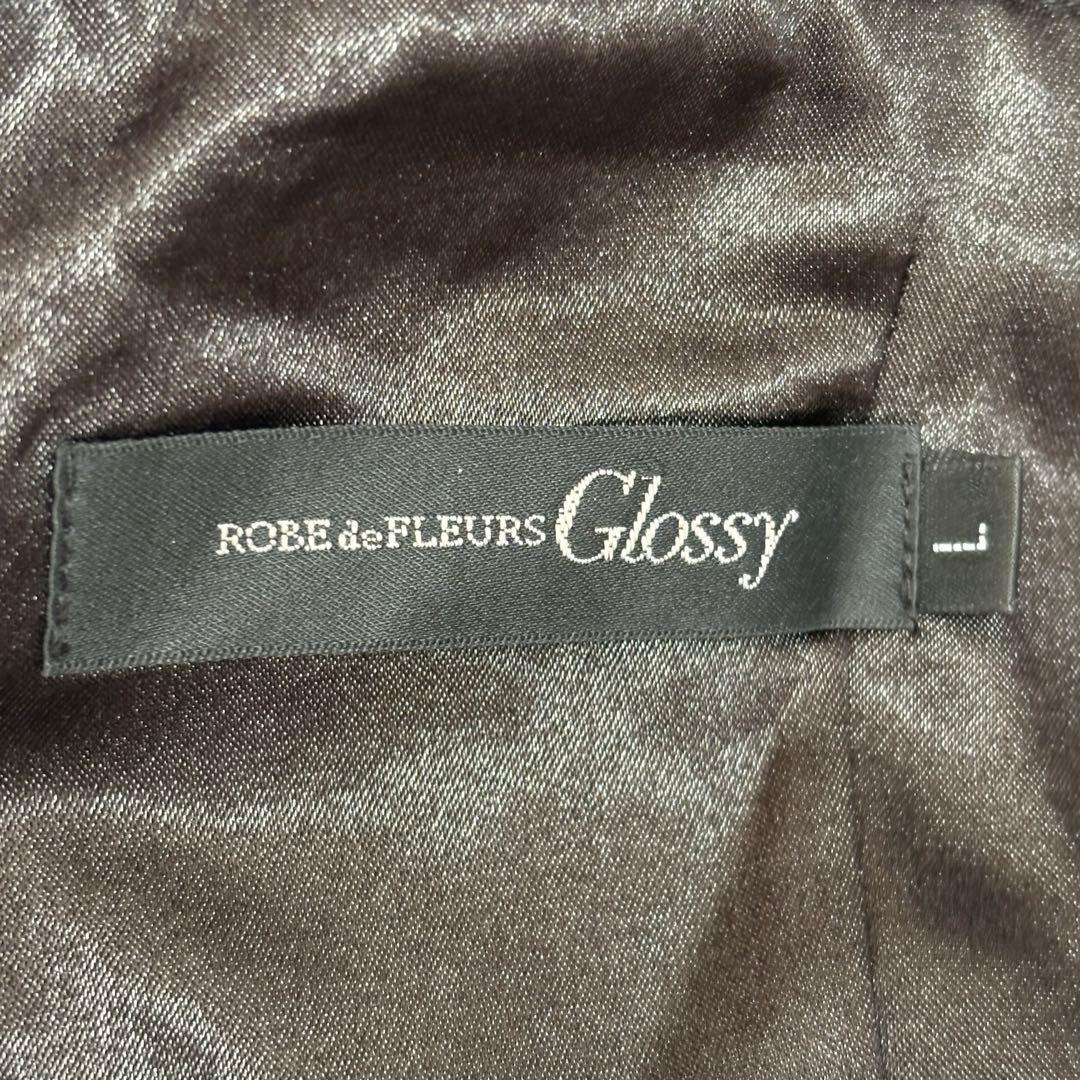 ROBE de FLEURS Glossy ブラックレースドレス ロング　L