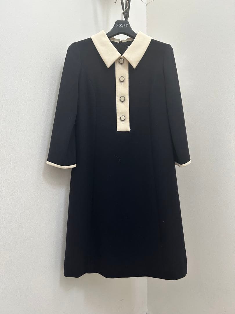 FOXEY ネイビー ワンピース 3/4袖