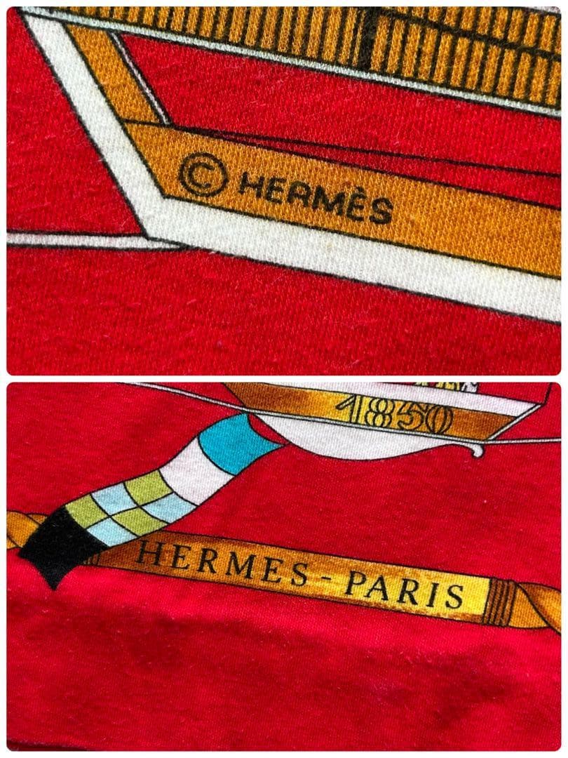 【美品】エルメス Tシャツ 気球 飛行船 大空の狂気 レッド M ヴィンテージ