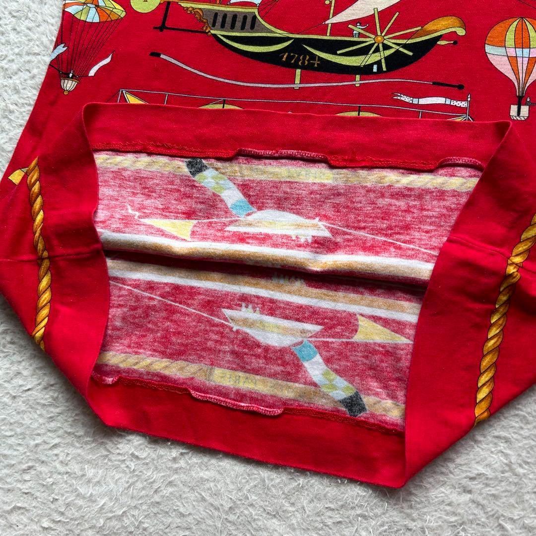 【美品】エルメス Tシャツ 気球 飛行船 大空の狂気 レッド M ヴィンテージ