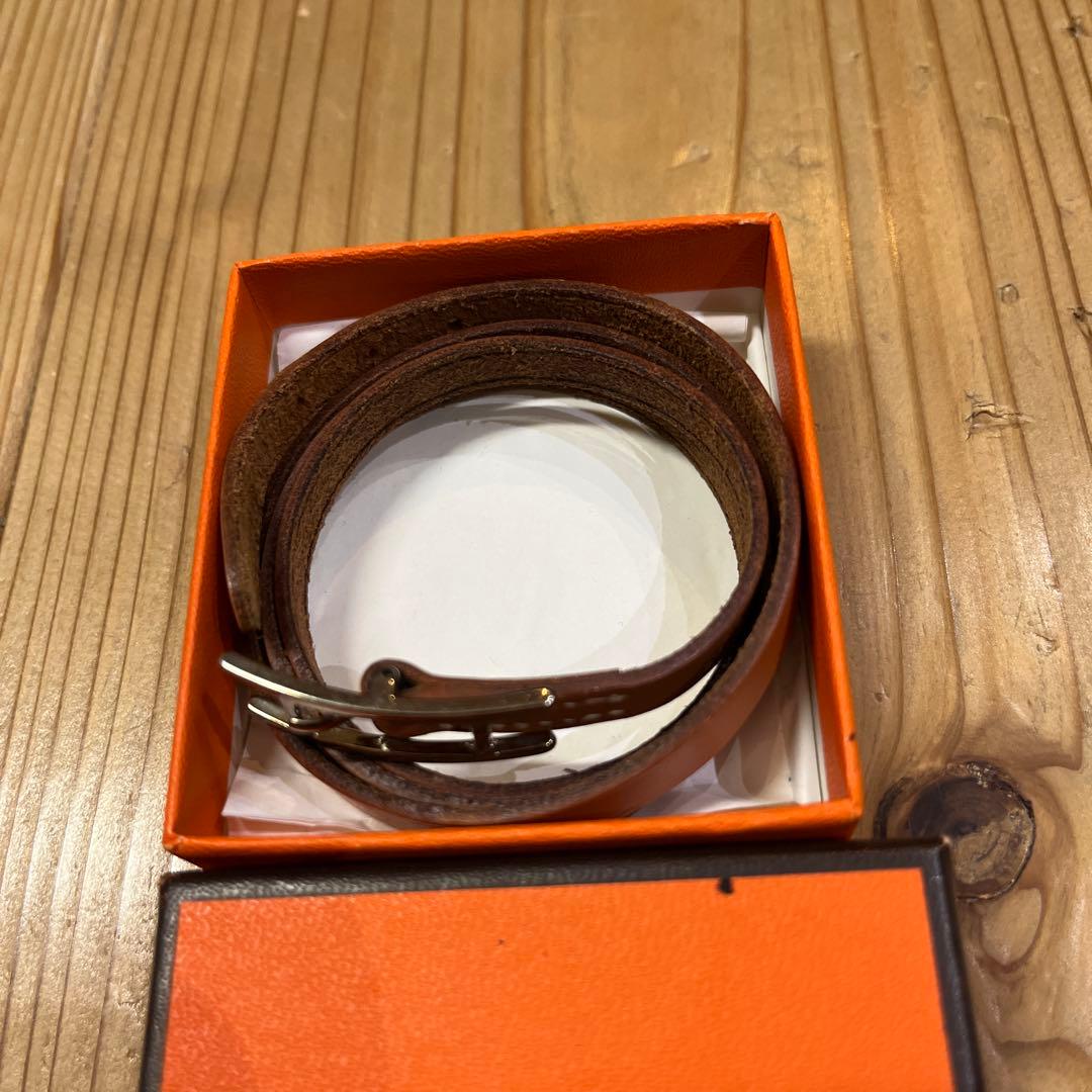 エルメス HERMES レザーブレスレット Hモチーフ 箱付