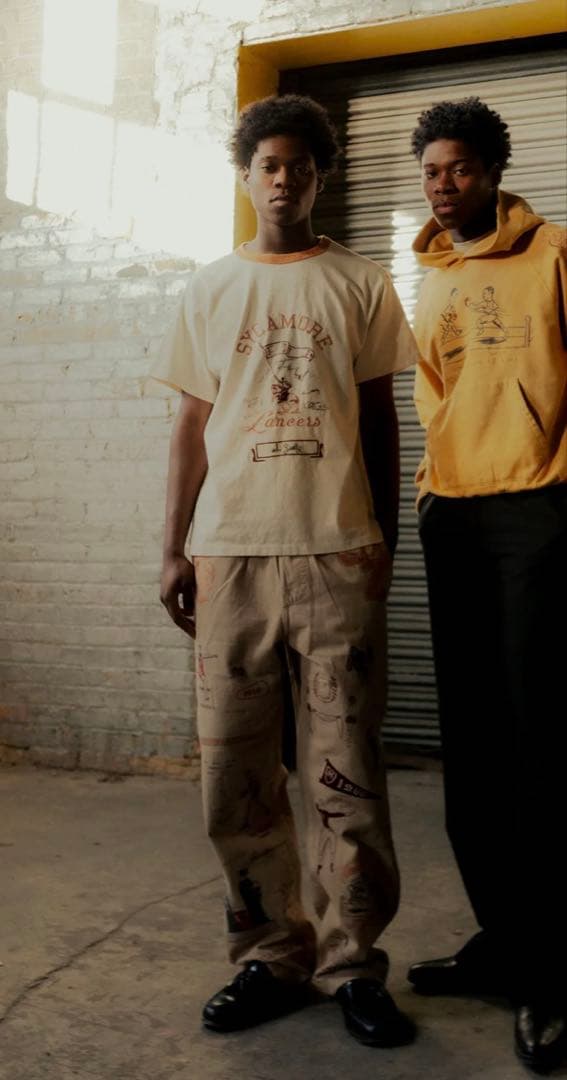 【samuel zelig】 スポーツモチーフ ベージュワイドパンツ