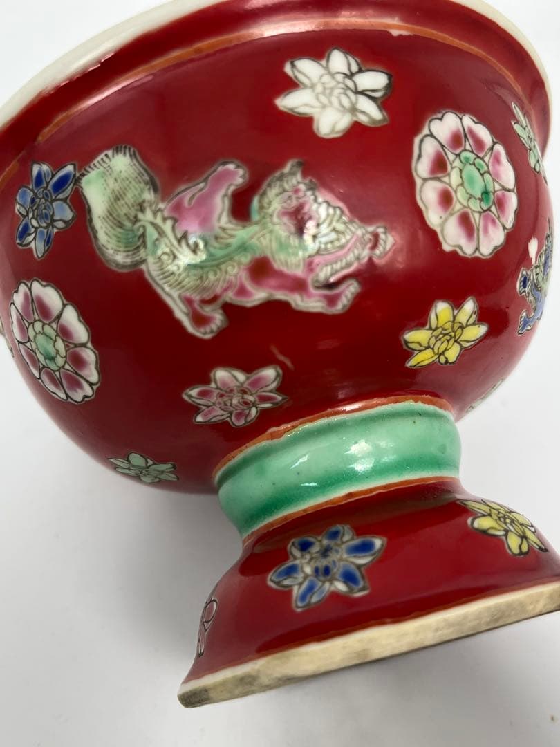 中国美術清時代古い色絵蓋物アンティーク