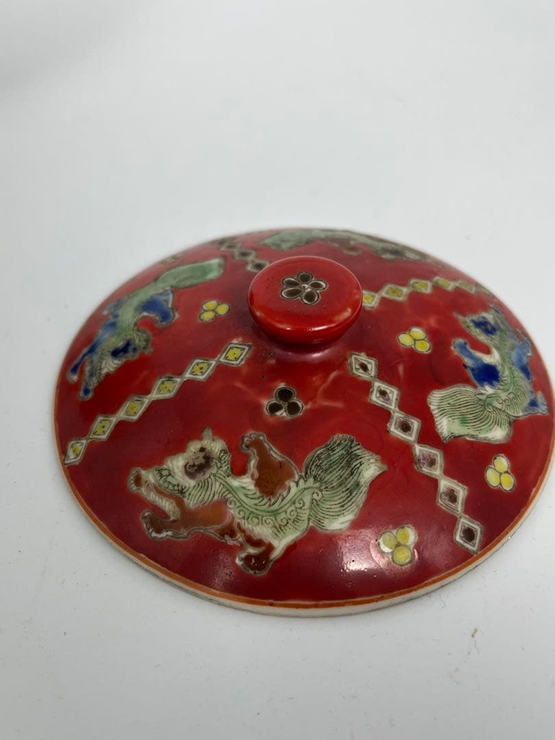 中国美術清時代古い色絵蓋物アンティーク