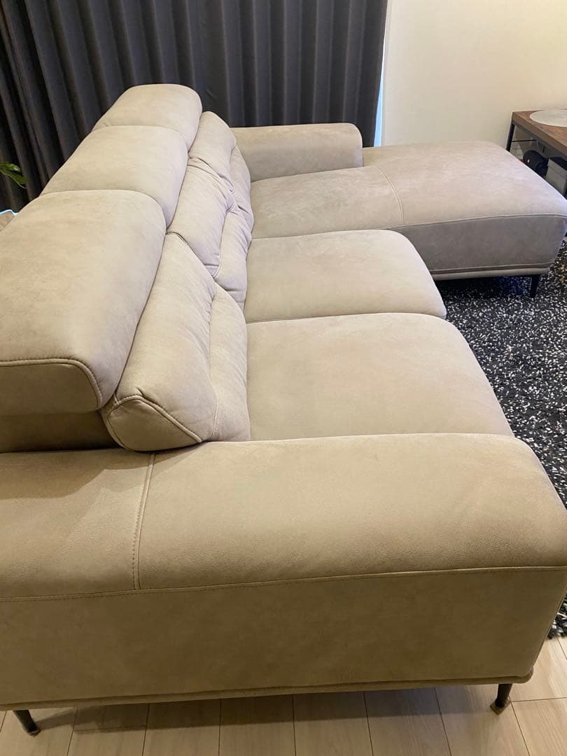 3人掛け カウチソファ Ｌ字 レザーファブリック プルミエ