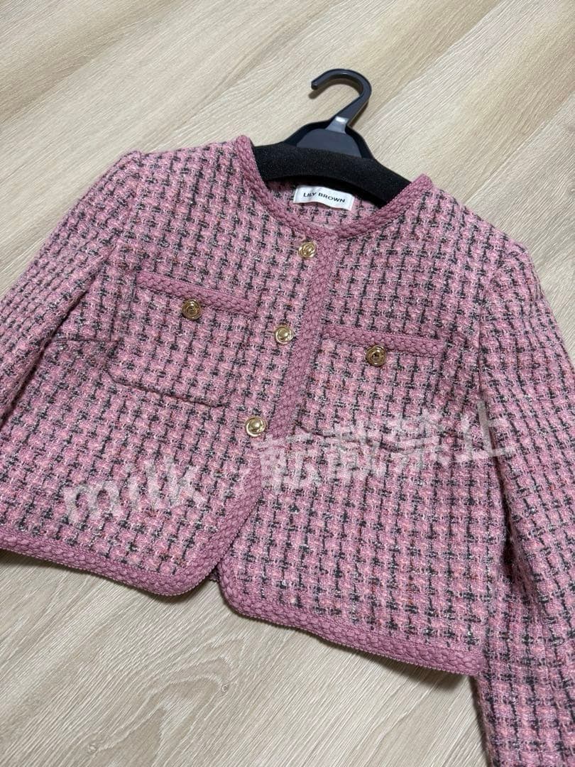 【最終値下げ】LILY BROWNツイードショートジャケット ピンク