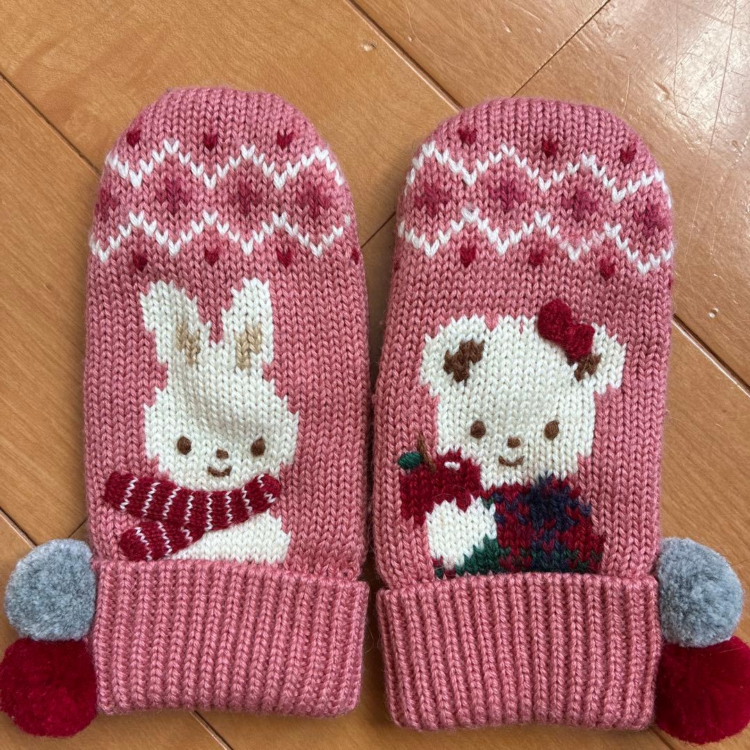 美品　ファミリア　マフラー帽子手袋セット　90-120 3-5歳のお子様に