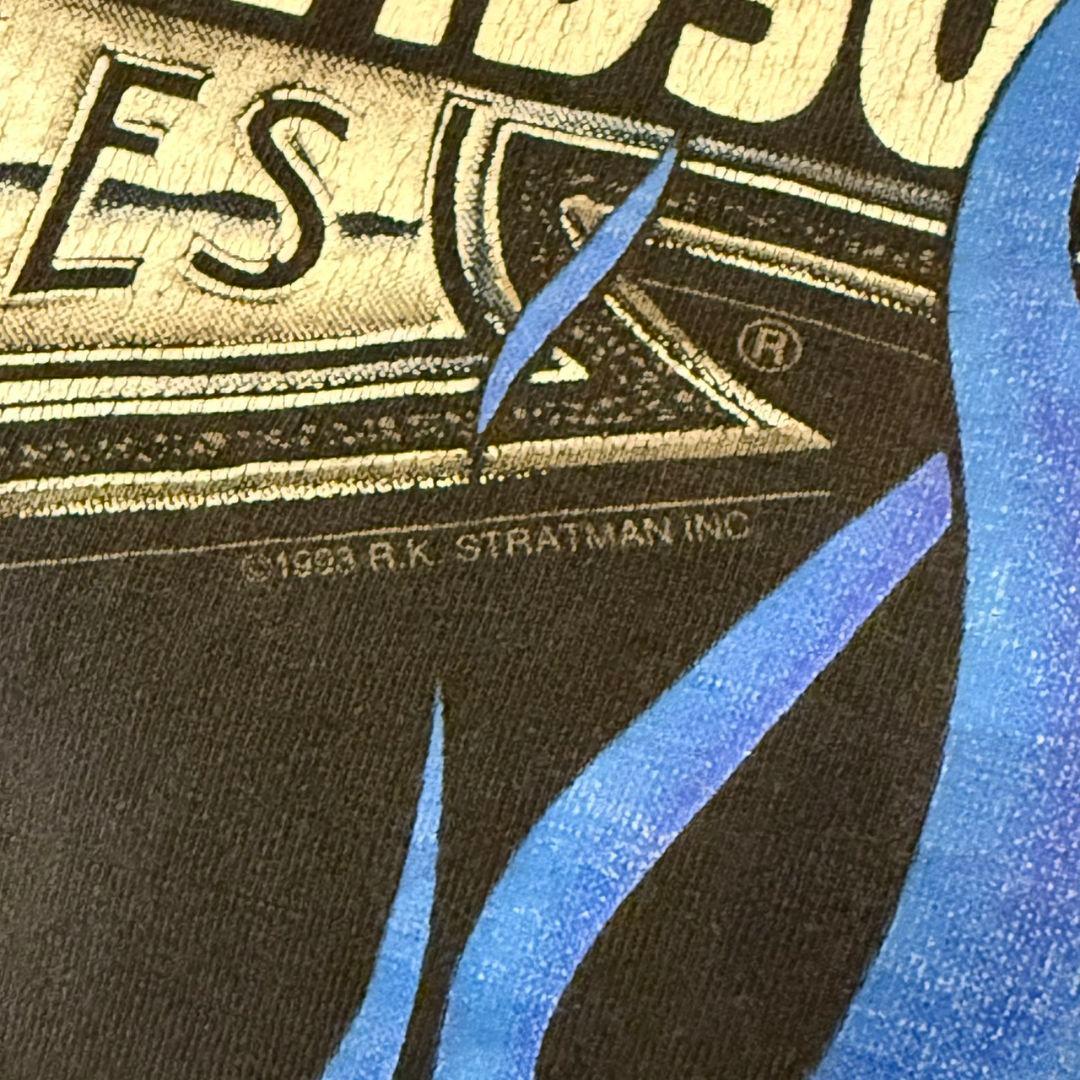 希少 90s USA製 ハーレーブルーファイアーフレイムパターン