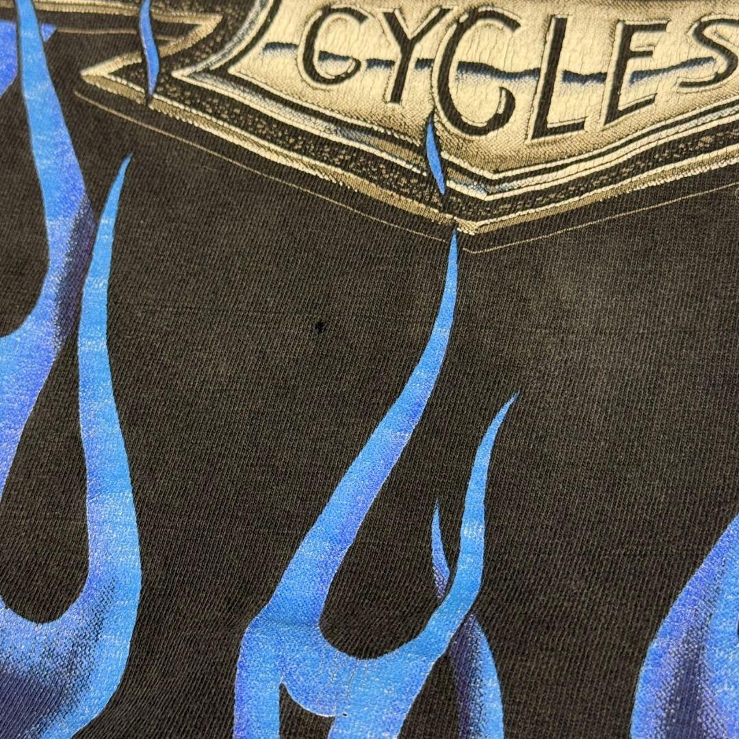 希少 90s USA製 ハーレーブルーファイアーフレイムパターン