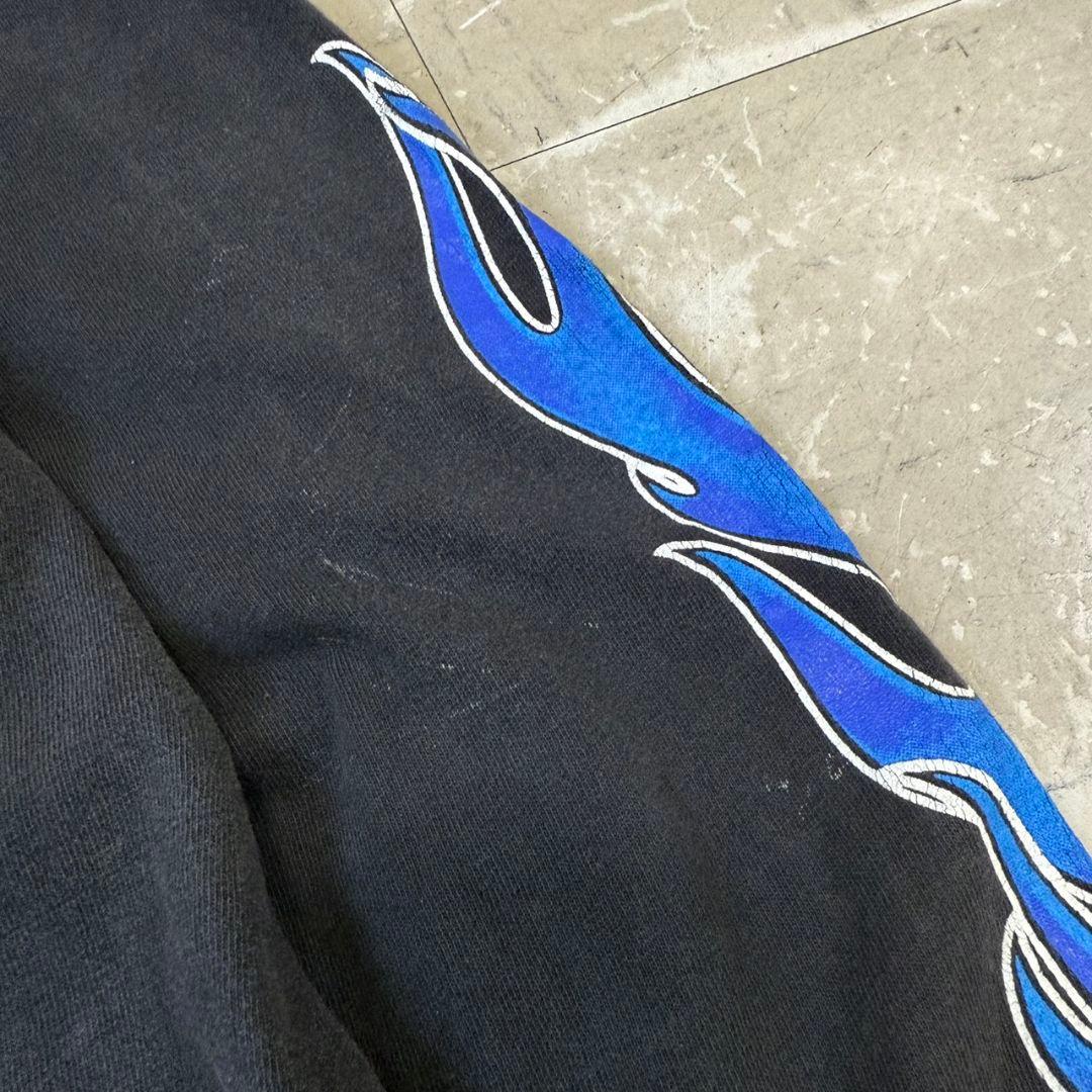 希少 90s USA製 ハーレーブルーファイアーフレイムパターン