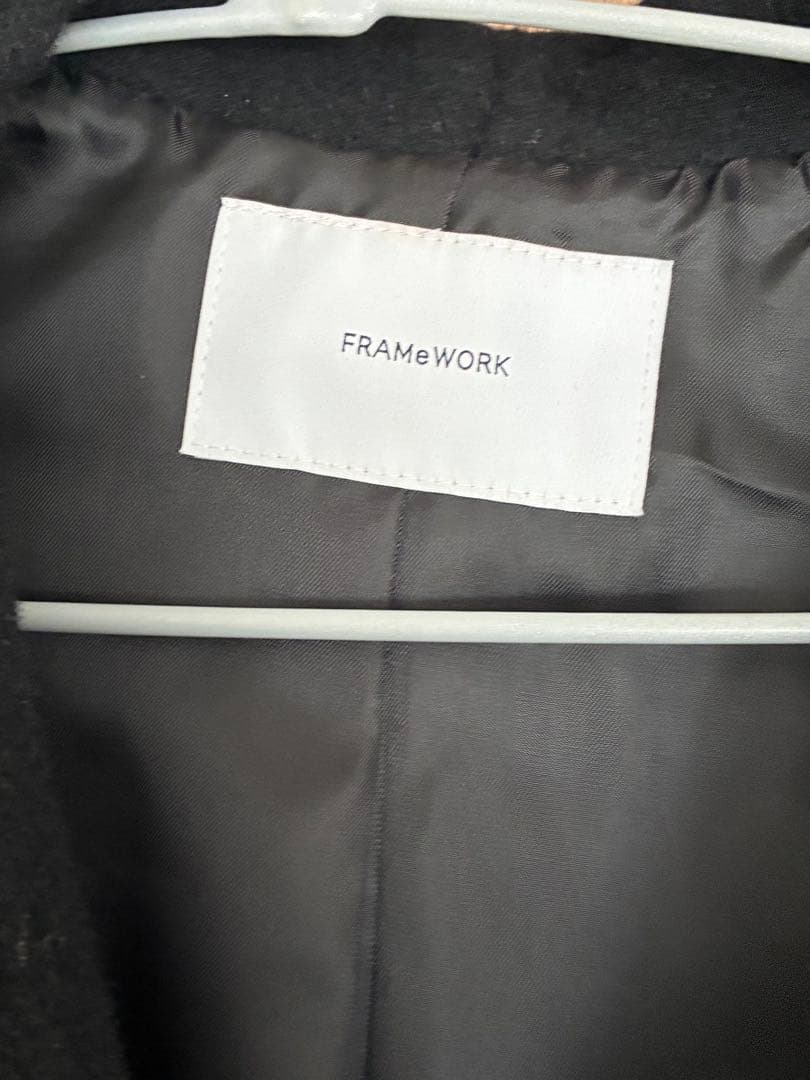 ブラック ノーカラーロングジャケット