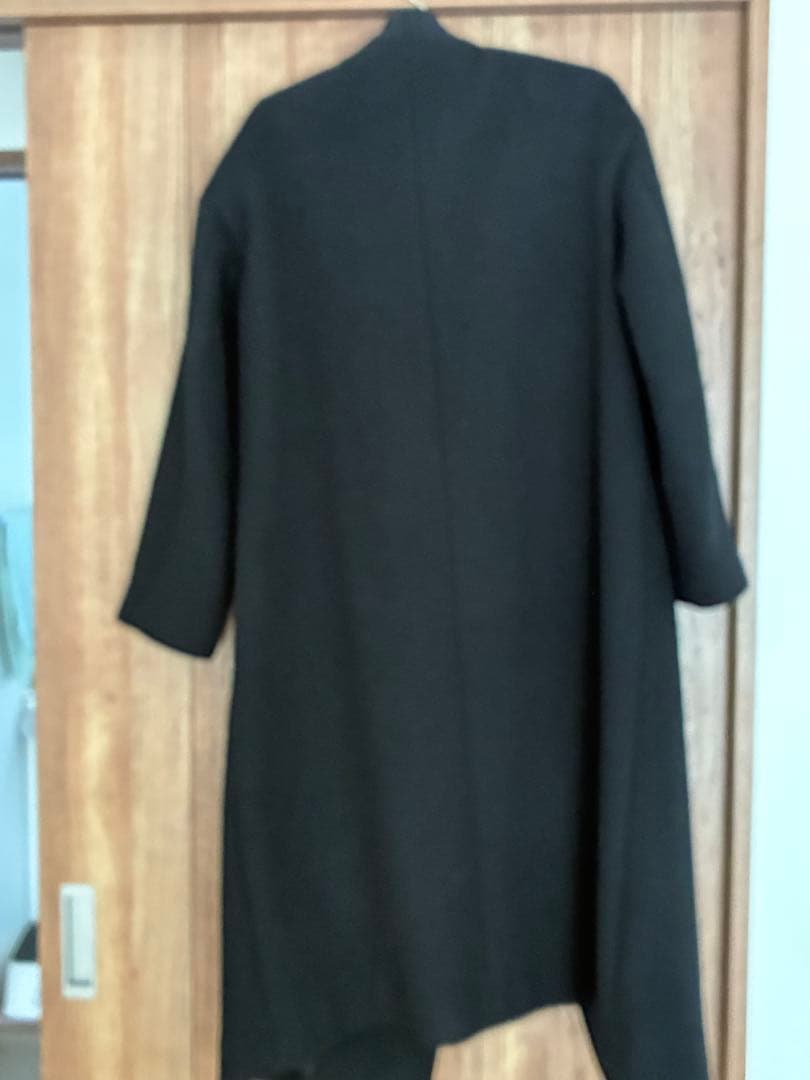 ブラック ノーカラーロングジャケット
