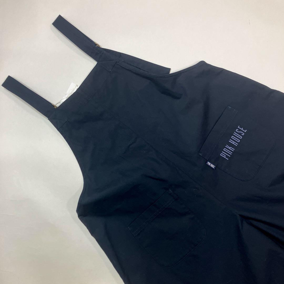 【試着のみ】ピンクハウス 黒 ロゴ刺繍使い サロペットパンツ/2023年