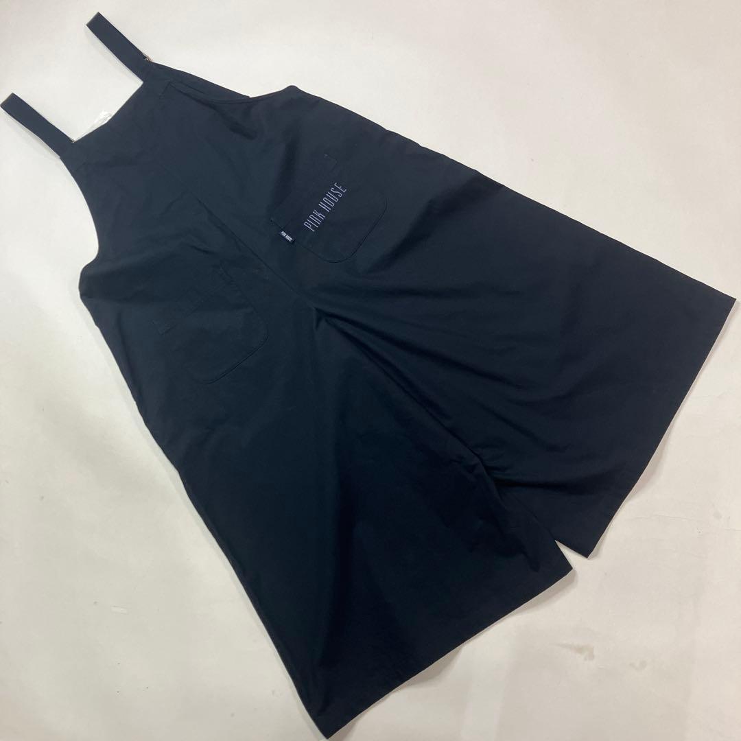 【試着のみ】ピンクハウス 黒 ロゴ刺繍使い サロペットパンツ/2023年