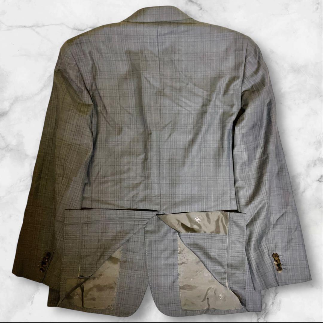 極美品☆HANABISHI☆ゼニア☆スーツセットアップ☆チェック柄☆グレー☆L