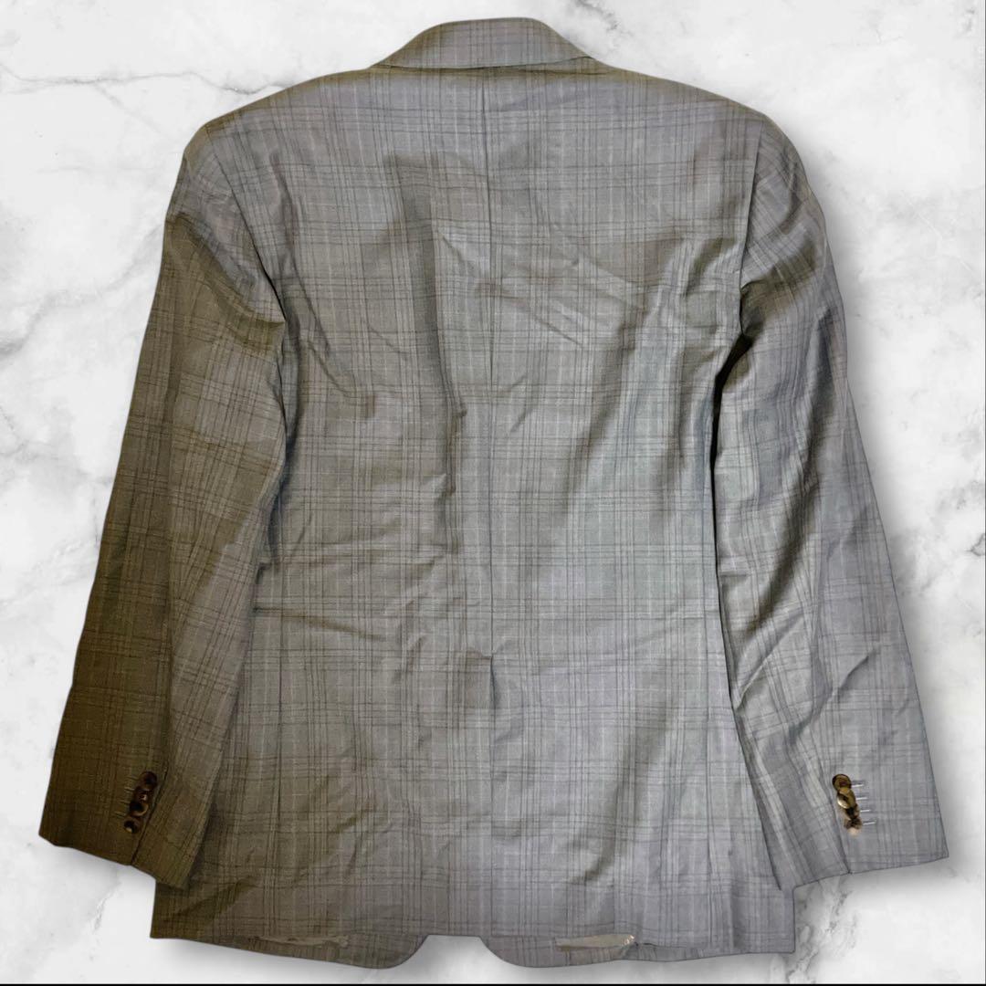 極美品☆HANABISHI☆ゼニア☆スーツセットアップ☆チェック柄☆グレー☆L