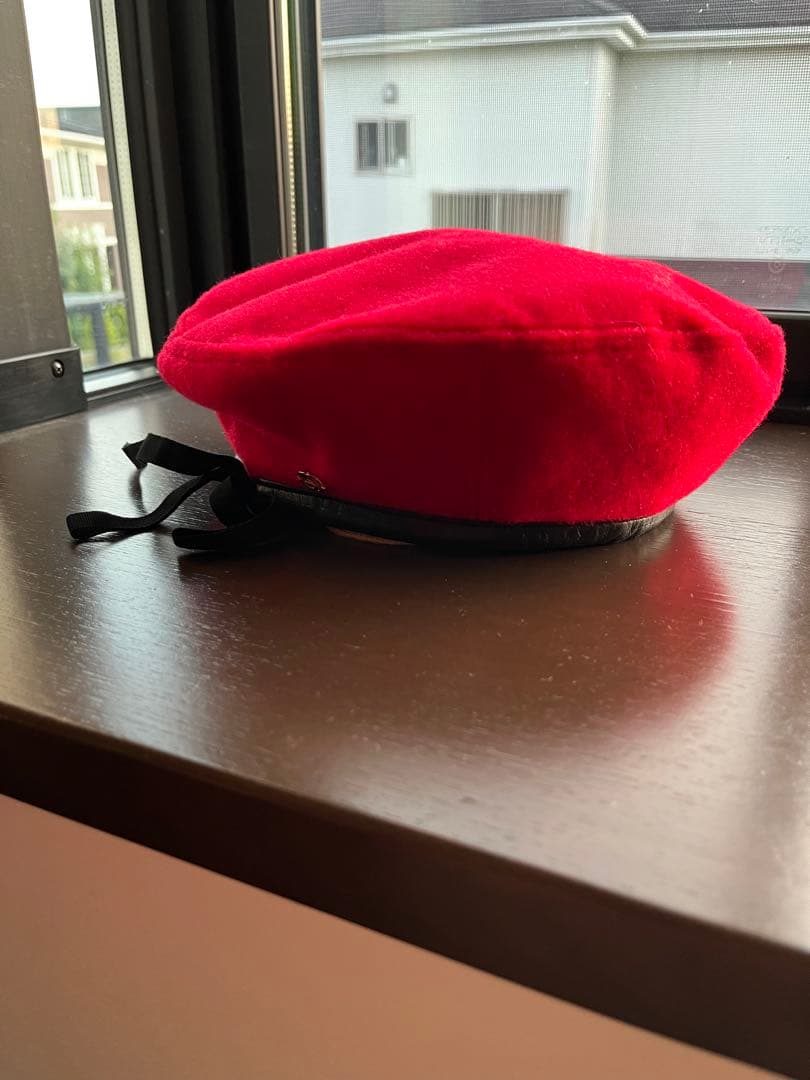 GUCCI gg刺繍　ベレー帽　レザーパイピング　インターロッキングチャーム S