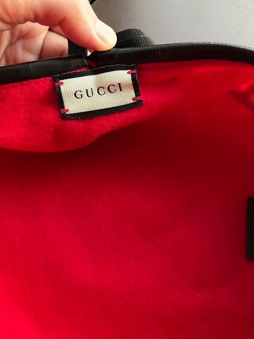 GUCCI gg刺繍　ベレー帽　レザーパイピング　インターロッキングチャーム S