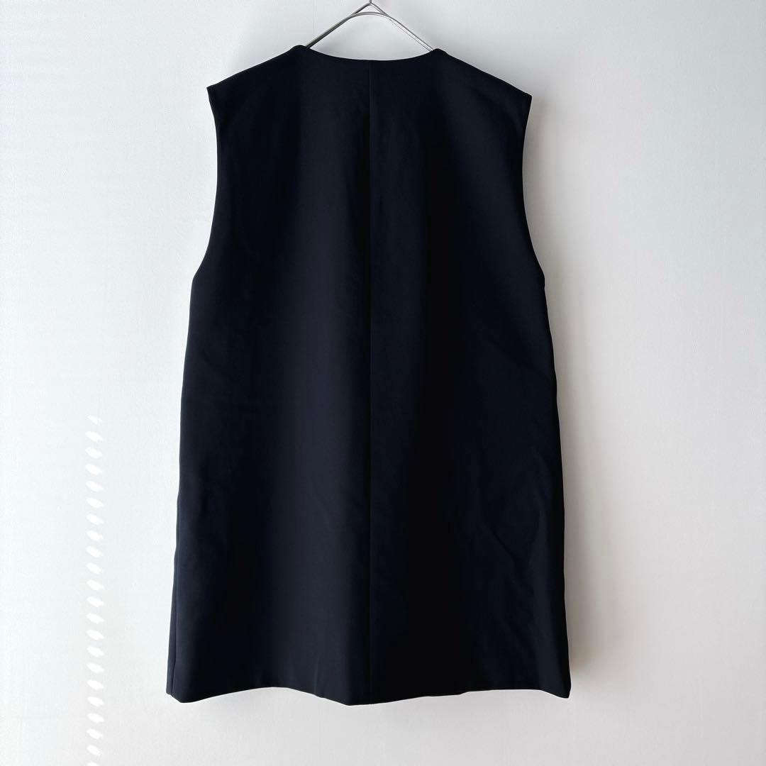 CELFORDセルフォード　フリルパールネックロングジレ ブラック