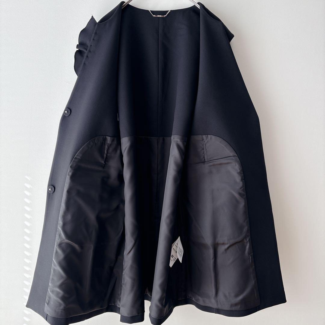 CELFORDセルフォード　フリルパールネックロングジレ ブラック