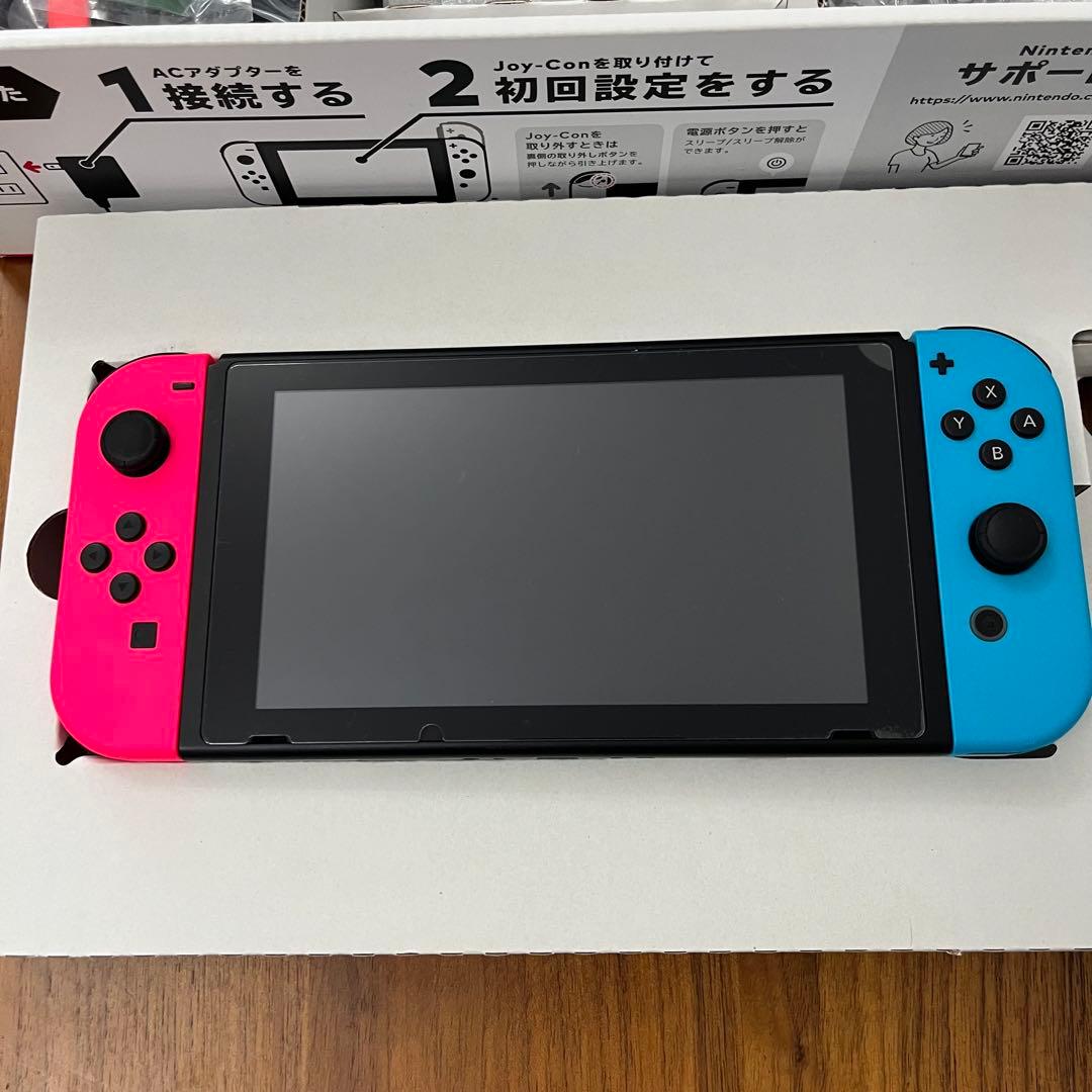 Nintendo Switch 本体 ネオンピンク/ネオンブルー　カバーケース付