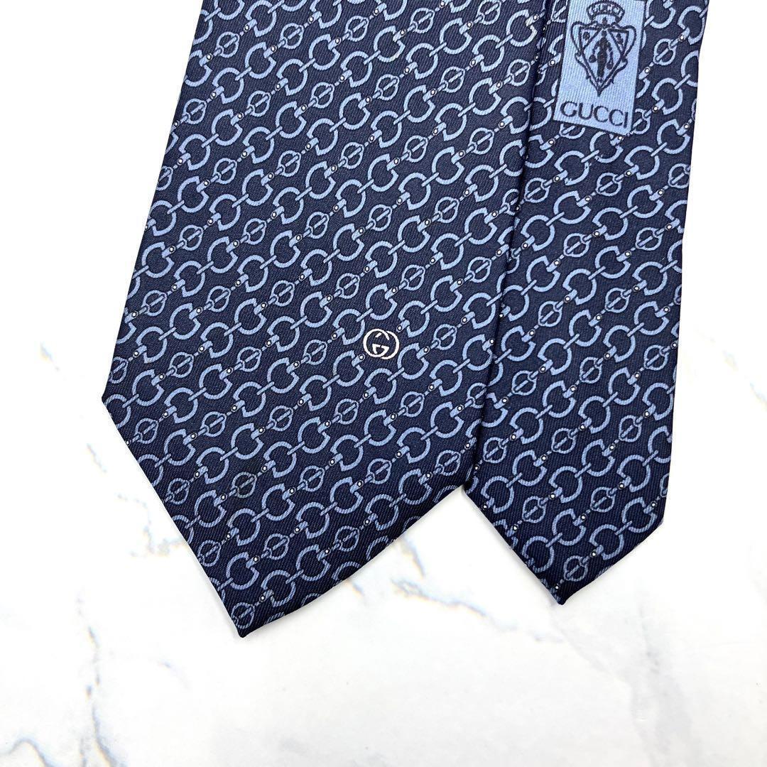 ◆美品◆GUCCI グッチ ネクタイ 青色 幾何学模様 カジュアル