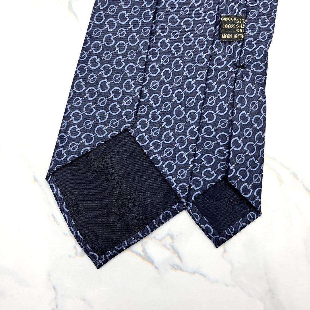 ◆美品◆GUCCI グッチ ネクタイ 青色 幾何学模様 カジュアル