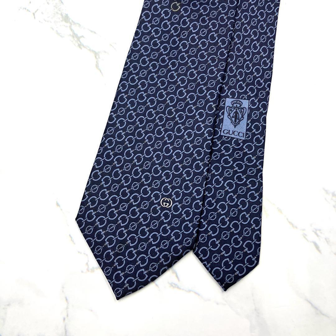 ◆美品◆GUCCI グッチ ネクタイ 青色 幾何学模様 カジュアル