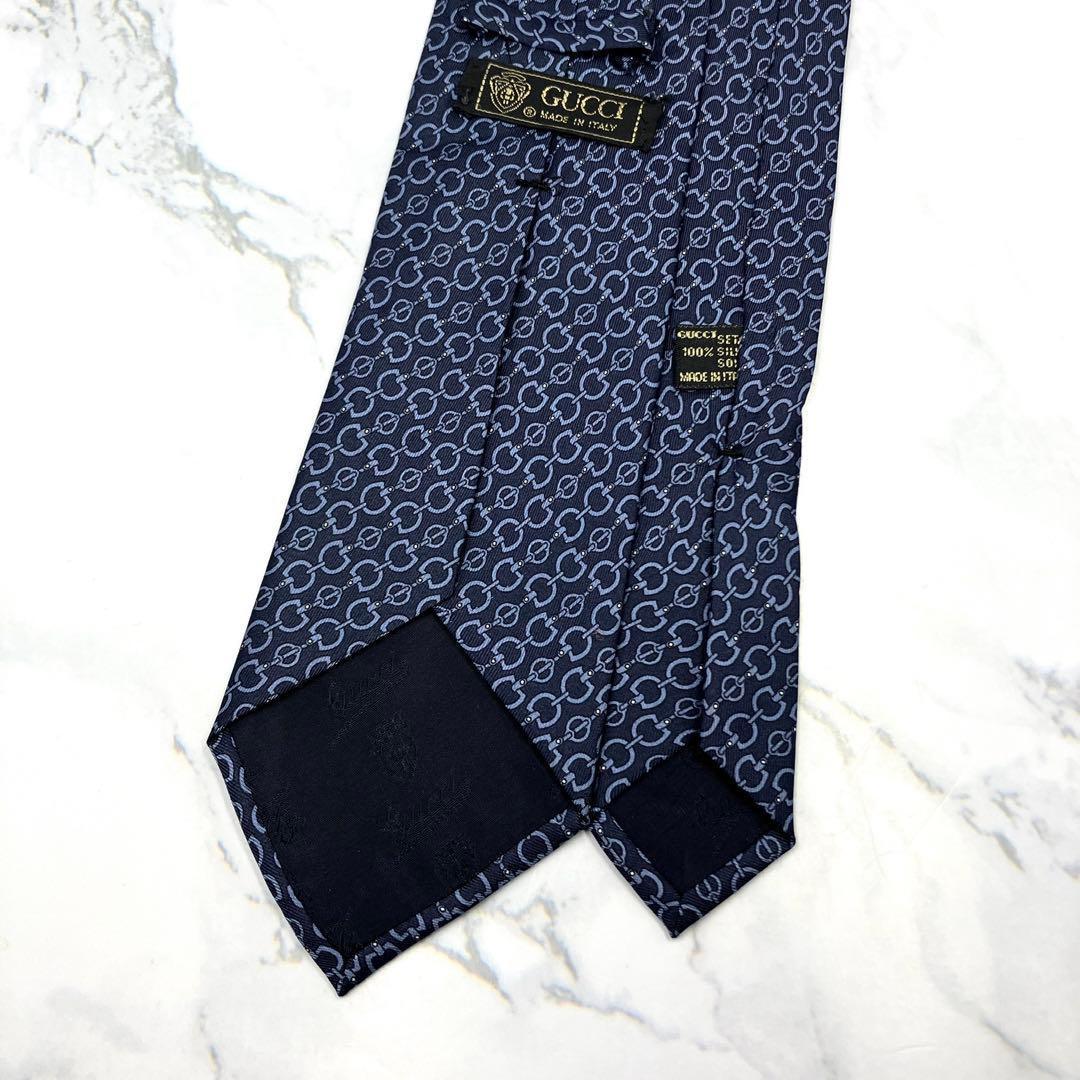 ◆美品◆GUCCI グッチ ネクタイ 青色 幾何学模様 カジュアル